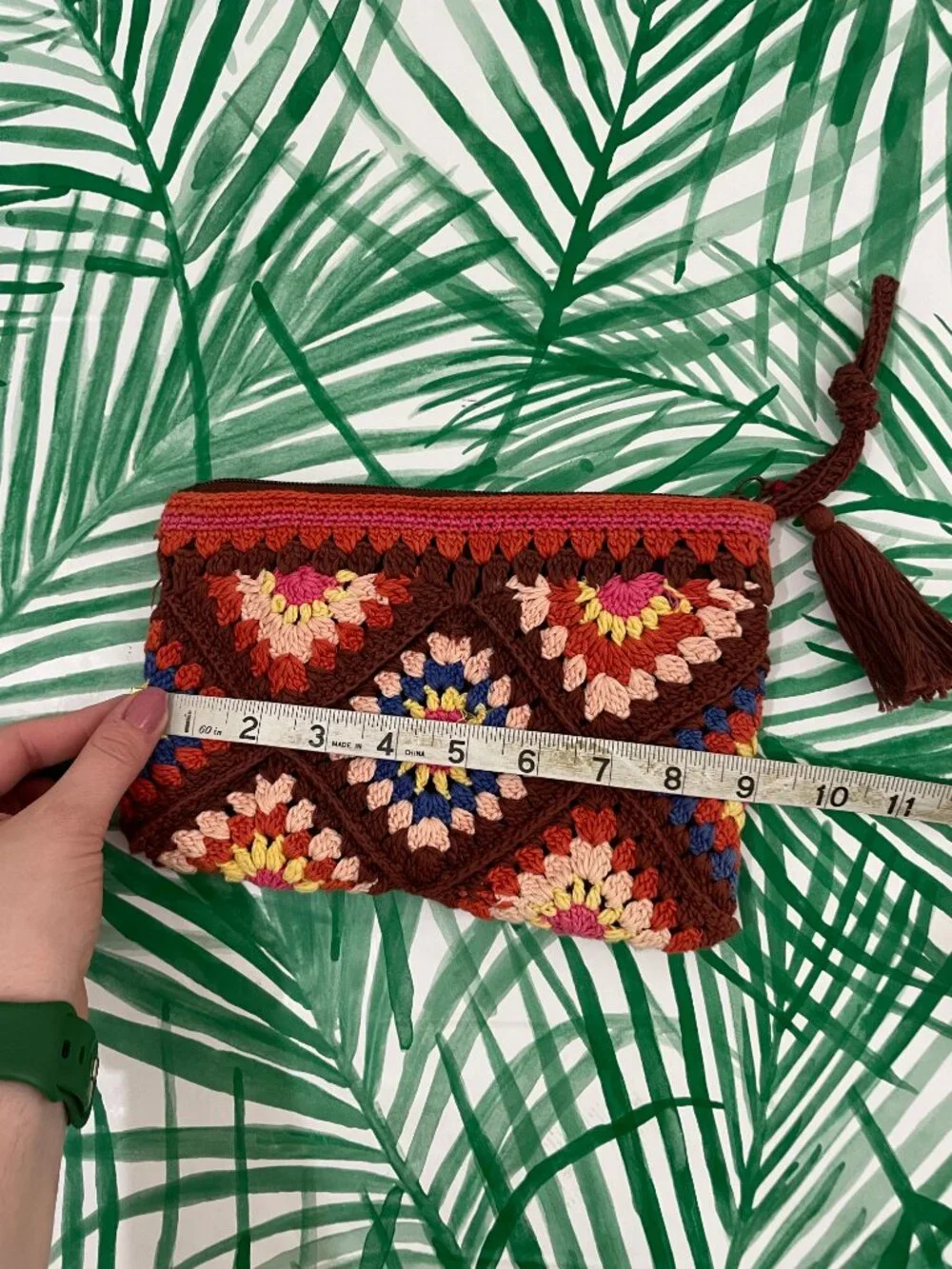 Macchia de Ruggine Handmade Crochet Tile Wristlet Clutch in Chocolate